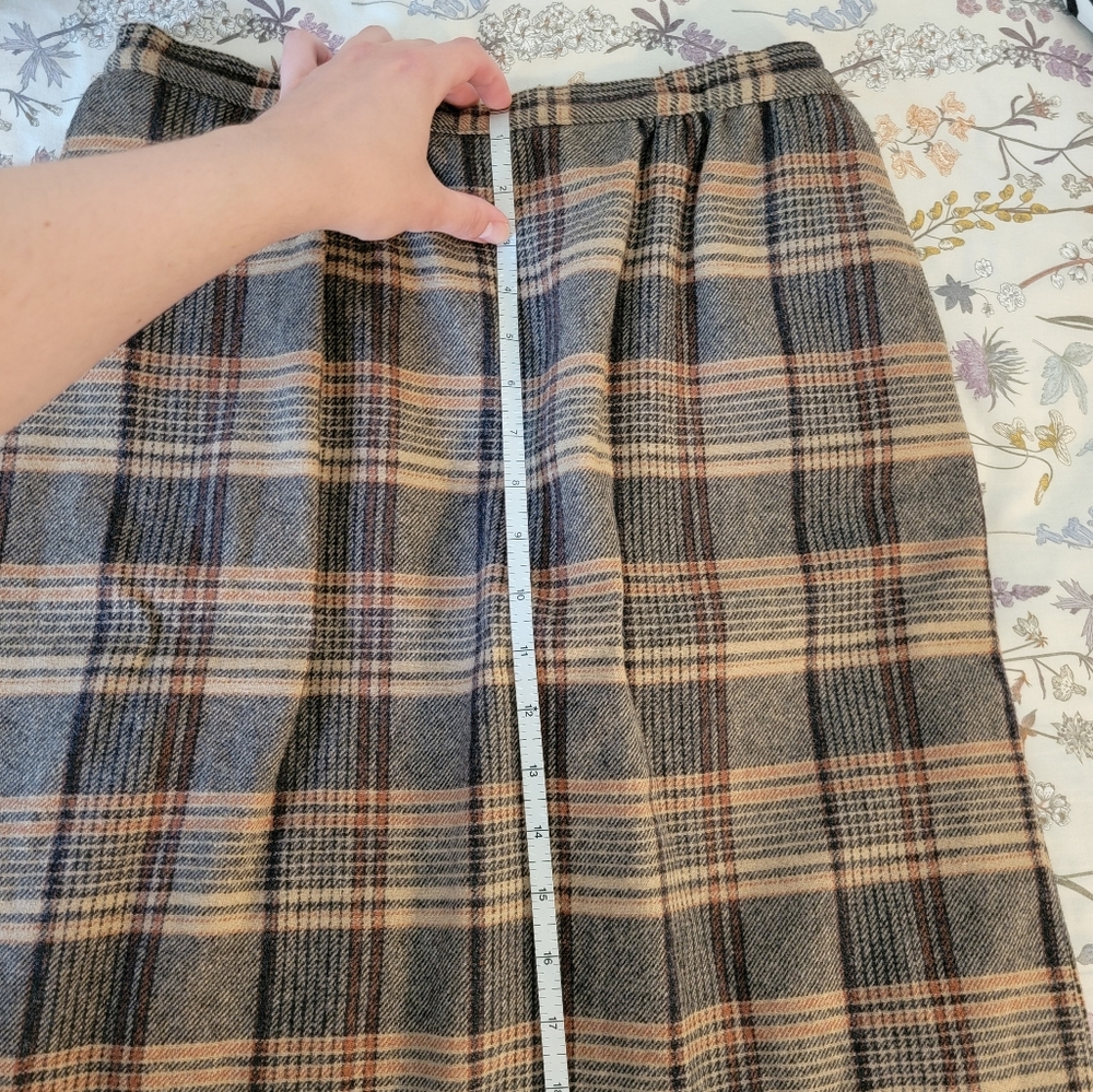 Vintage Grey and Brown Plaid Skirt